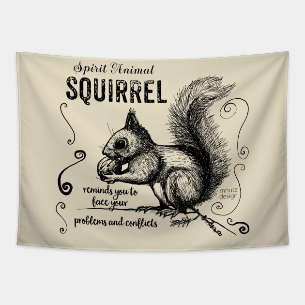 Spirit animal - squirrel black Tapestry by mnutz