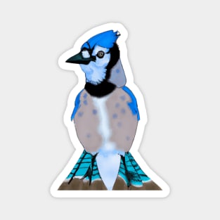 Cute Blue Jay Drawing Magnet