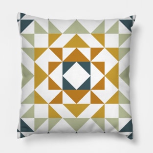 Geometric Quilt Shapes | Earthy Teal Pillow