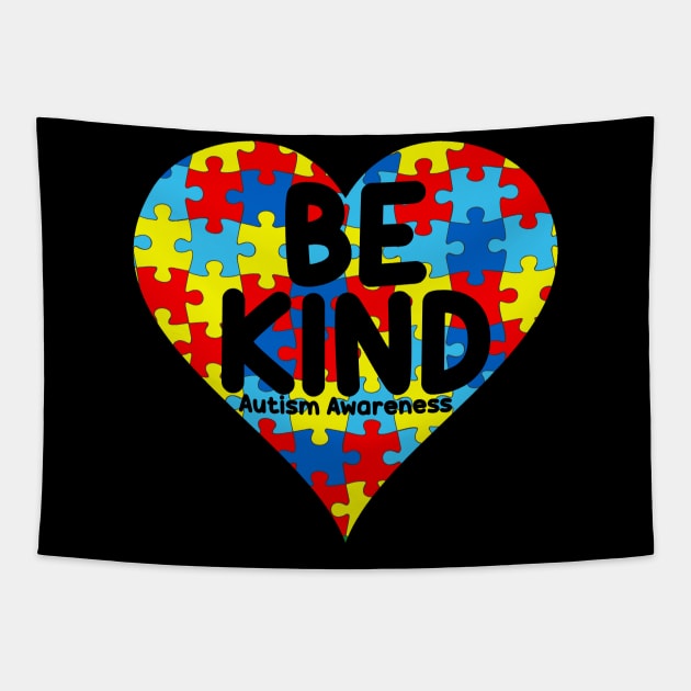 Autism Be Kind Women Men Kids Be Kind Autism Awareness Tapestry by sarabuild