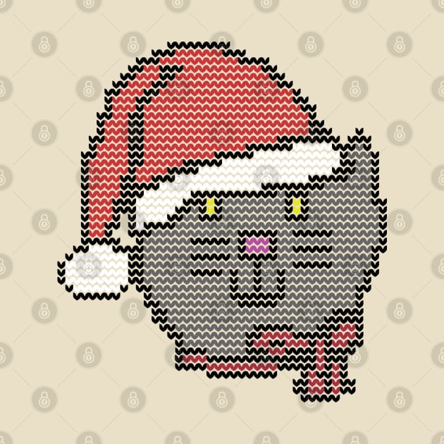 Christmas Sweater Santa Hat Cat Face by ellenhenryart