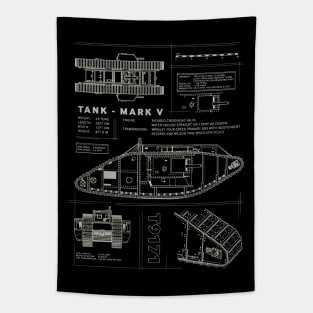 MARK V - WW1 Tank Blueprint Tapestry