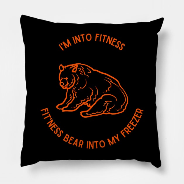 I'm into Fitness, Fit'ness Bear into my Freezer Pillow by Weird Lines