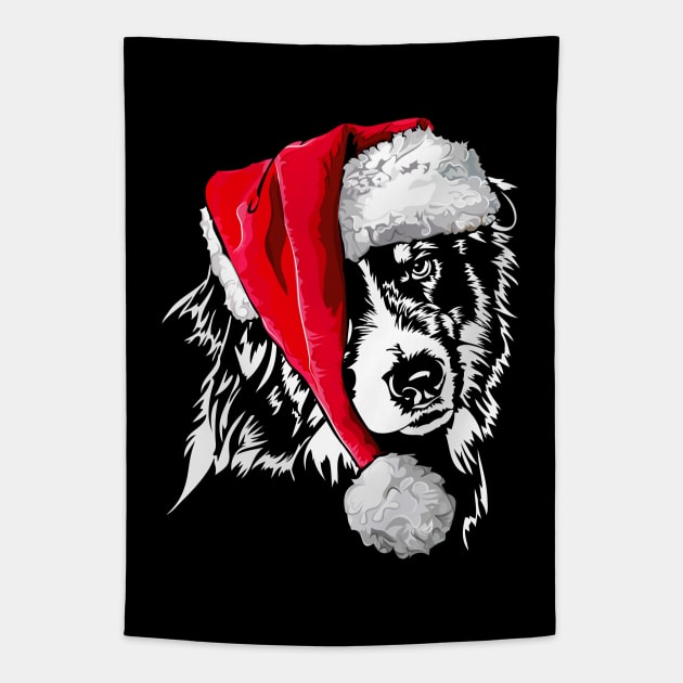 Santa Australian Shepherd Christmas dog Aussie mom Tapestry by wilsigns