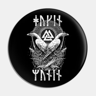 Odin Raven Valknut Norse Pagan Viking Huginn Muninn Runes Pin