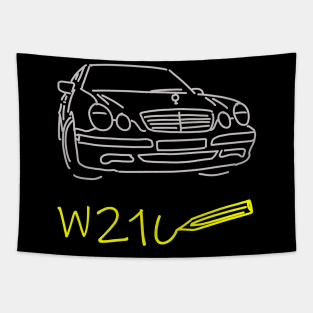 Mercedes W210 front simple sketch grey yellow Tapestry