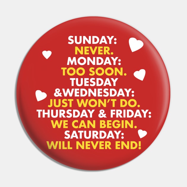 Saturday Love Pin by PopCultureShirts