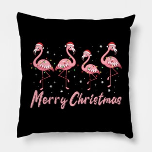 Merry Christmas Flamingo Funny Christmas Pillow