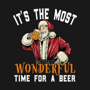 Funny Santa Claus It's The Most Wonderful Time For A Beer T-Shirt