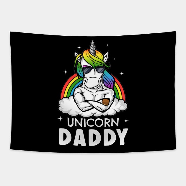 Unicorn Daddy Funny Gym Unicorn T-Shirt For Father Tapestry by Danielsmfbb