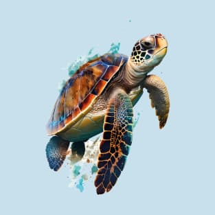 Ocean's Grace: Realistic Sea Turtle T-Shirt