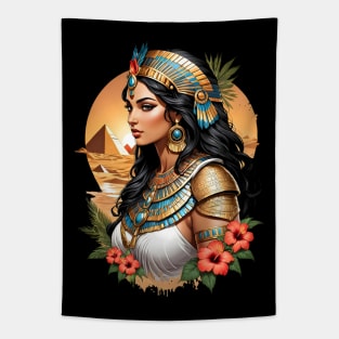 Cleopatra Queen of Egypt retro vintage floral design Tapestry