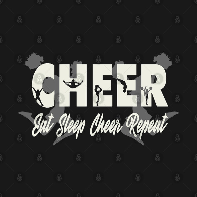 Eat Sleep Cheer Repeat in Cheer Text by tropicalteesshop