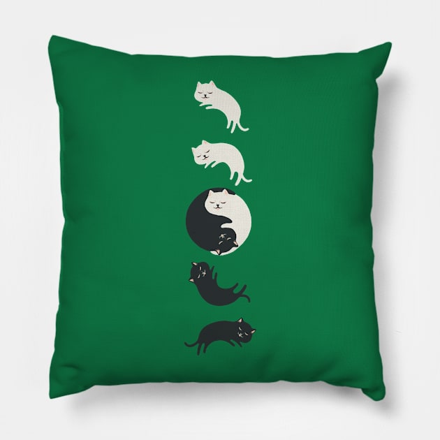 Hidden Cat 26 Yin Yang hug-ing v3 Green Pillow by Chewbarber