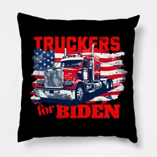 Truckers for Biden Trucks Truck Driving American Flag Patriotic Truck Driver Pillow