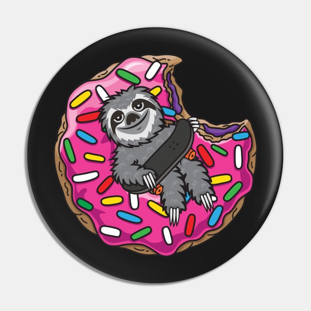 Sloth Skate Donut Pin by Plushism