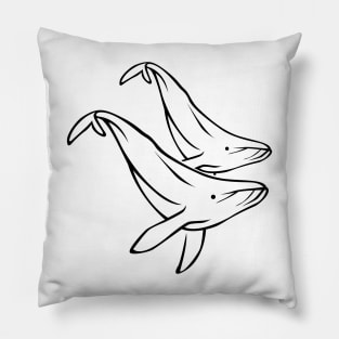 Whale, Humpback, minimal, art Pillow