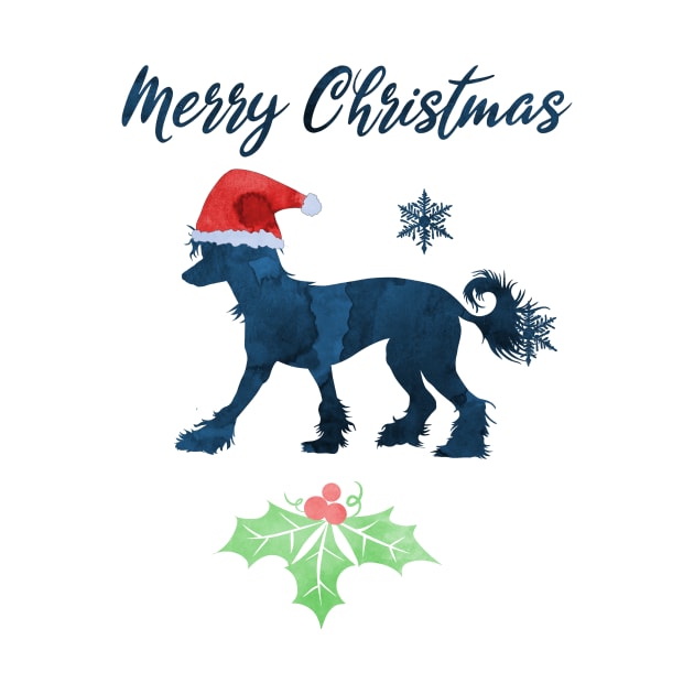 Merry Christmas Chinese Crested Dog Art by TheJollyMarten