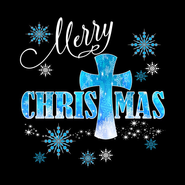 Christian Christmas Gift Merry Christmas Blue Cross Holiday by Kimmicsts