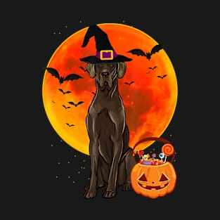 Dog Halloween Black Great Dane Jack O Lantern Pumpkin T-Shirt