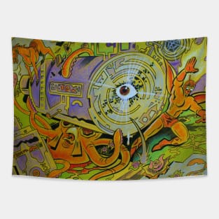 Cylindrical Site - Scifi by Mike Bennett Tapestry