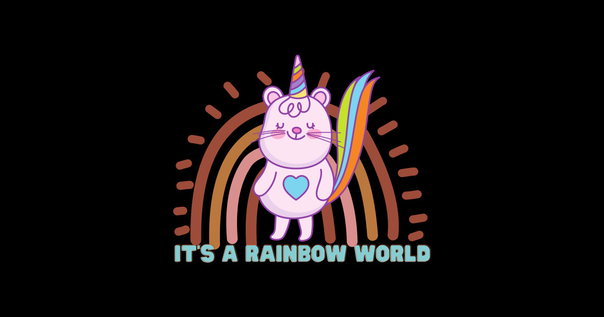 It's A Rainbow World - Rainbow Cat - Sticker | TeePublic
