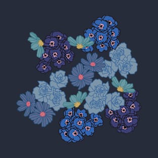 Blue Floral Design T-Shirt