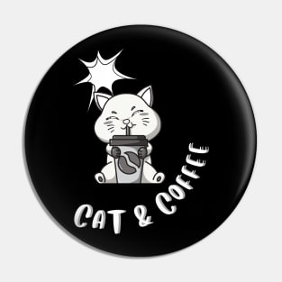 cat and coffee Pin