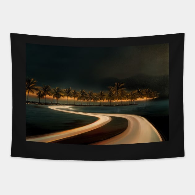 Ocean Ride On A Broken Road To Fantasy Island / Abstract And Surreal Unwind Art Tapestry by Unwind-Art-Work