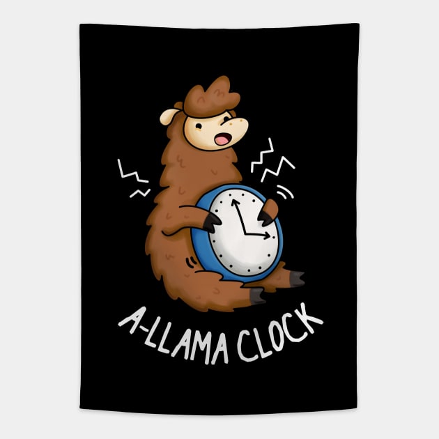 A-Llama Clock Funny Animal Pun Tapestry by punnybone