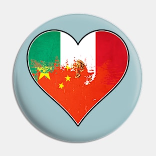 Mexican and Chinese Heart Mix Heritage Flag Pin