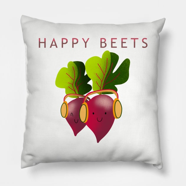 Happy beets Pillow by Kind_aquarelle