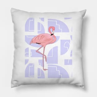 Pink Flamingo Midcentury Modern Retro Shapes Pillow