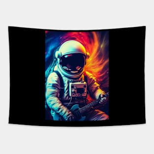 Neon Astronaut Space Galaxy Tapestry