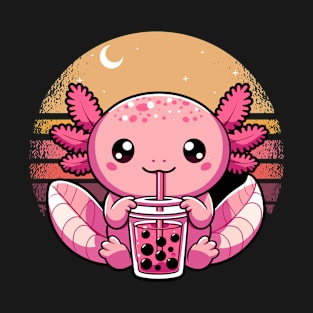 Axolotl Bubble Boba Tea Anime Cute Kawaii Axolotl T-Shirt