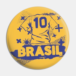 Vintage Brazil Football // Retro Grunge Brasil Soccer Pin