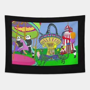 Jurassic Panda Fun Fair Tapestry