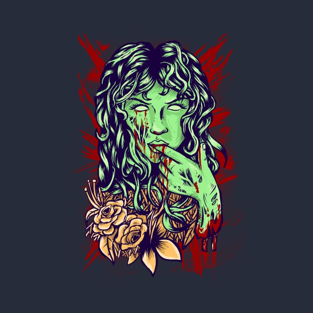 Zombie girl With flower by khamidfarhan182