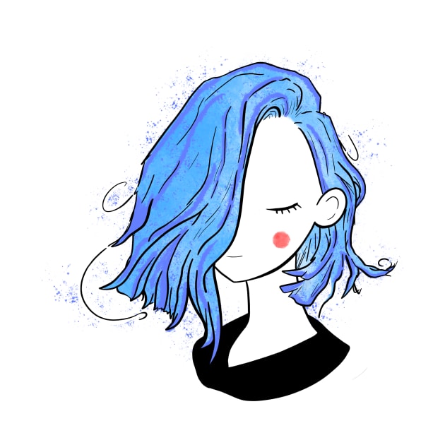 Pretty girl short hairstyles - full blue black by Uwaki