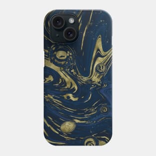 Gold Faux Glitter & Navy Blue Marble Abstract Art Phone Case