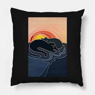 Black Cat Meowntain Range Pillow