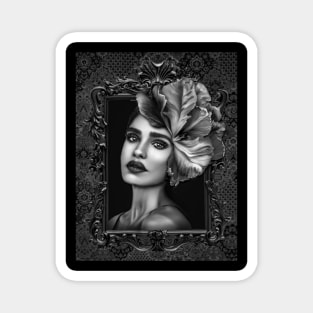 Black and White grays Ladies Fine Art HomeDecor Wall Art Digital Prints Artwork Illustration Fine Magnet