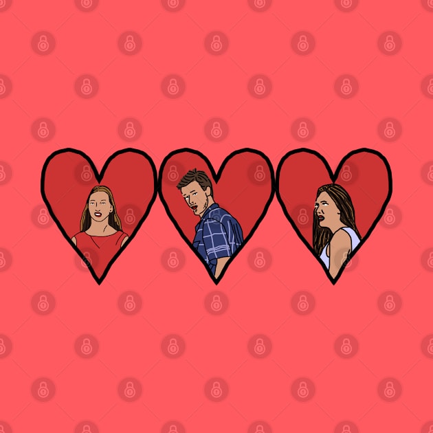 Distracted Boyfriend Meme Valentine Hearts on Valentines Day by ellenhenryart