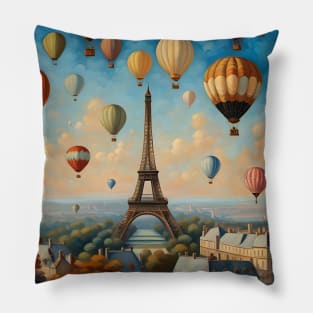 Hot Air Balloons Aloft In Paris Pillow