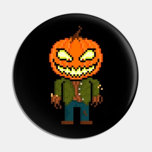 Pixel Monster Pumpkin Head Pin