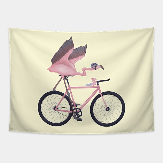 Flamingo Biker Tapestry by Lucas Yuri