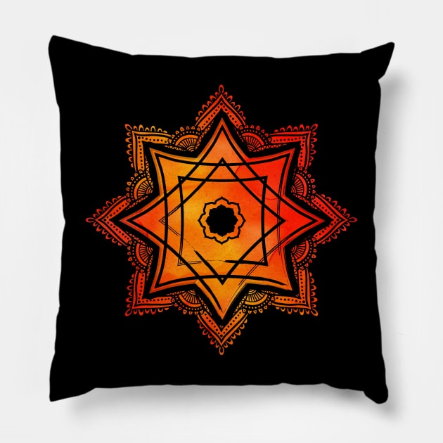 Watercolor Star of Lakshmi - Ashthalakshmi Pillow by Nartissima