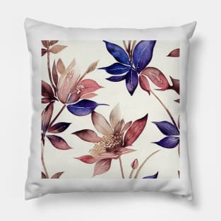 Floral Dusty Pink and Royal Blue Purple Watercolor Pillow