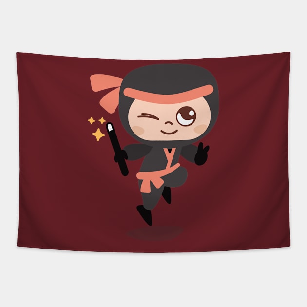 Red Ninja Tapestry by Language Ninjas