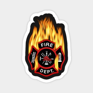 Flaming Red Firefighter Badge Magnet